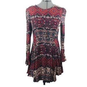 Anama flair skirt boho chic wine mini dress